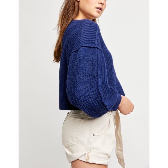NWT Free People Sea Bright Pullover / Blue - Picture 2 of 8